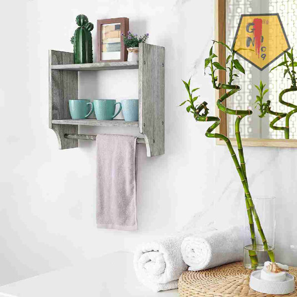 Gracie Oaks Efrosini Solid Wood Wall Mounted Bathroom Shelves Wayfair